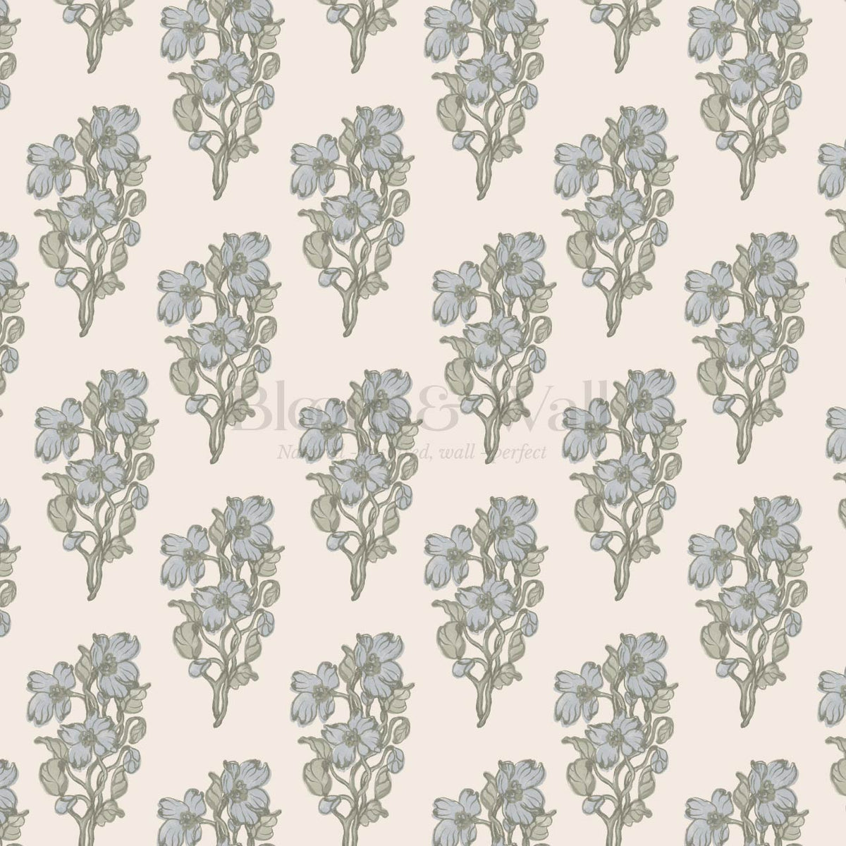 Mabel Field of Blooms Cream Pale Sky Wallpaper