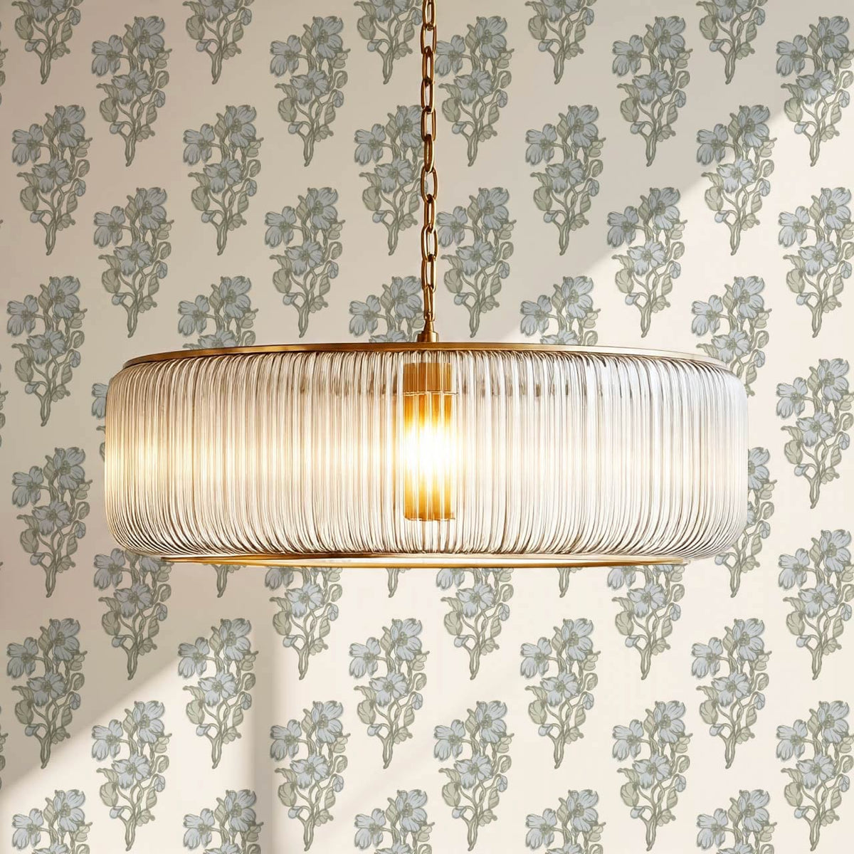Mabel Field of Blooms Cream Pale Sky Wallpaper