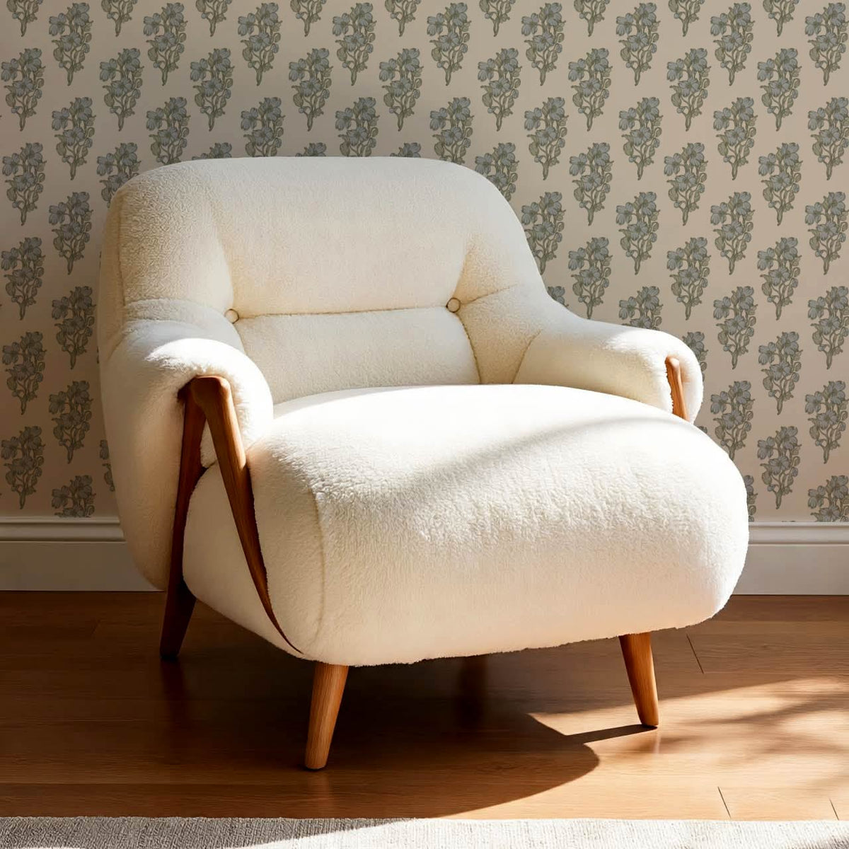 Mabel Field of Blooms Cream Pale Sky Wallpaper