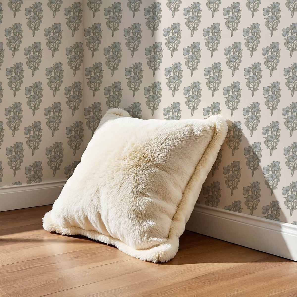 Mabel Field of Blooms Cream Pale Sky Wallpaper