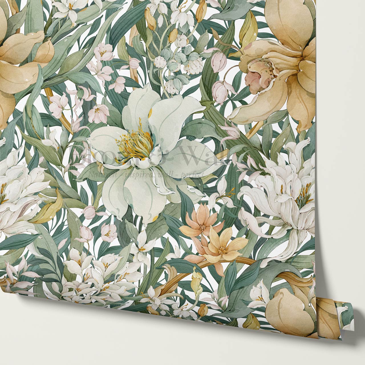 Madelle Blossom Botanica White Wallpaper