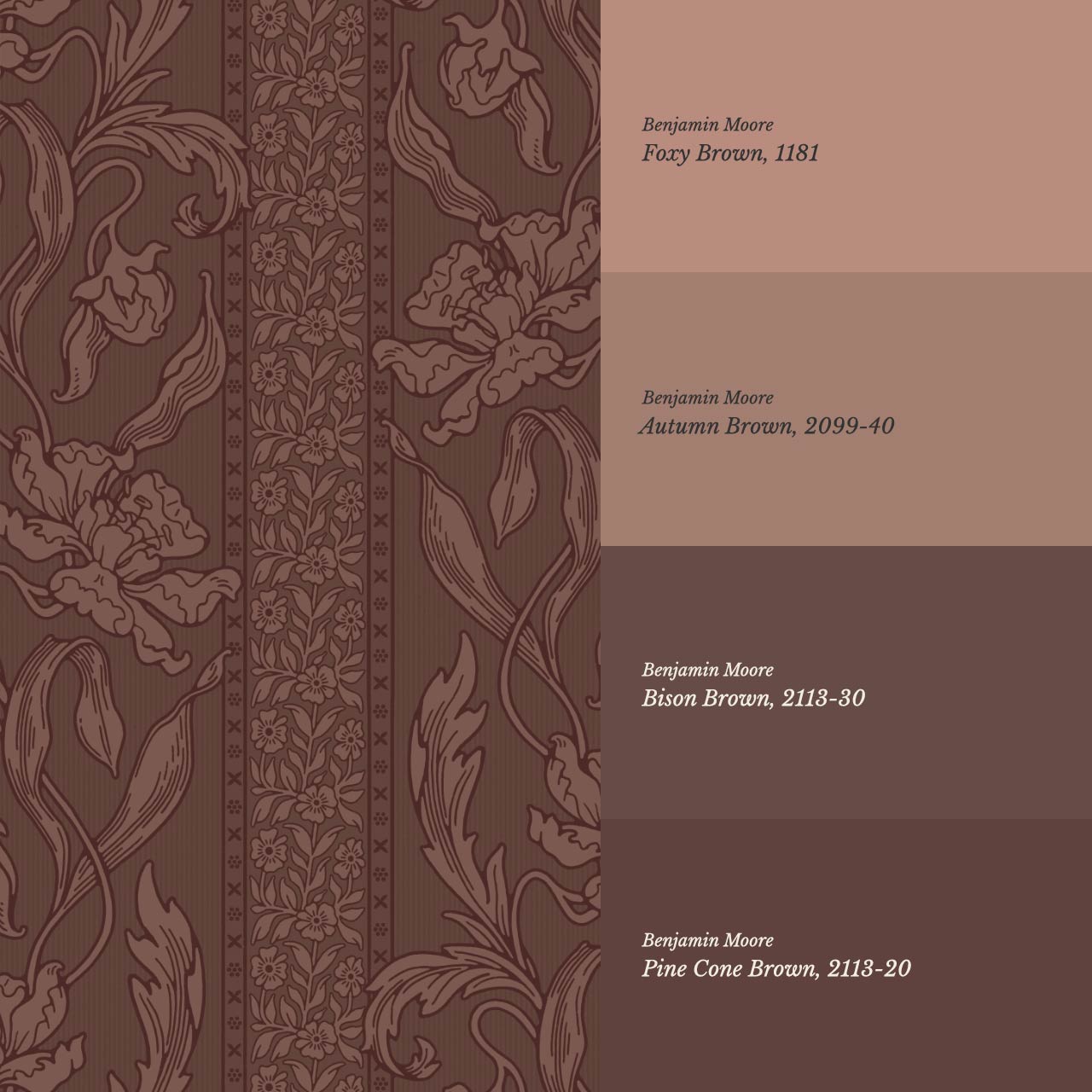 Micaela Art Nouveau Trailing Floral Mahogany Wallpaper