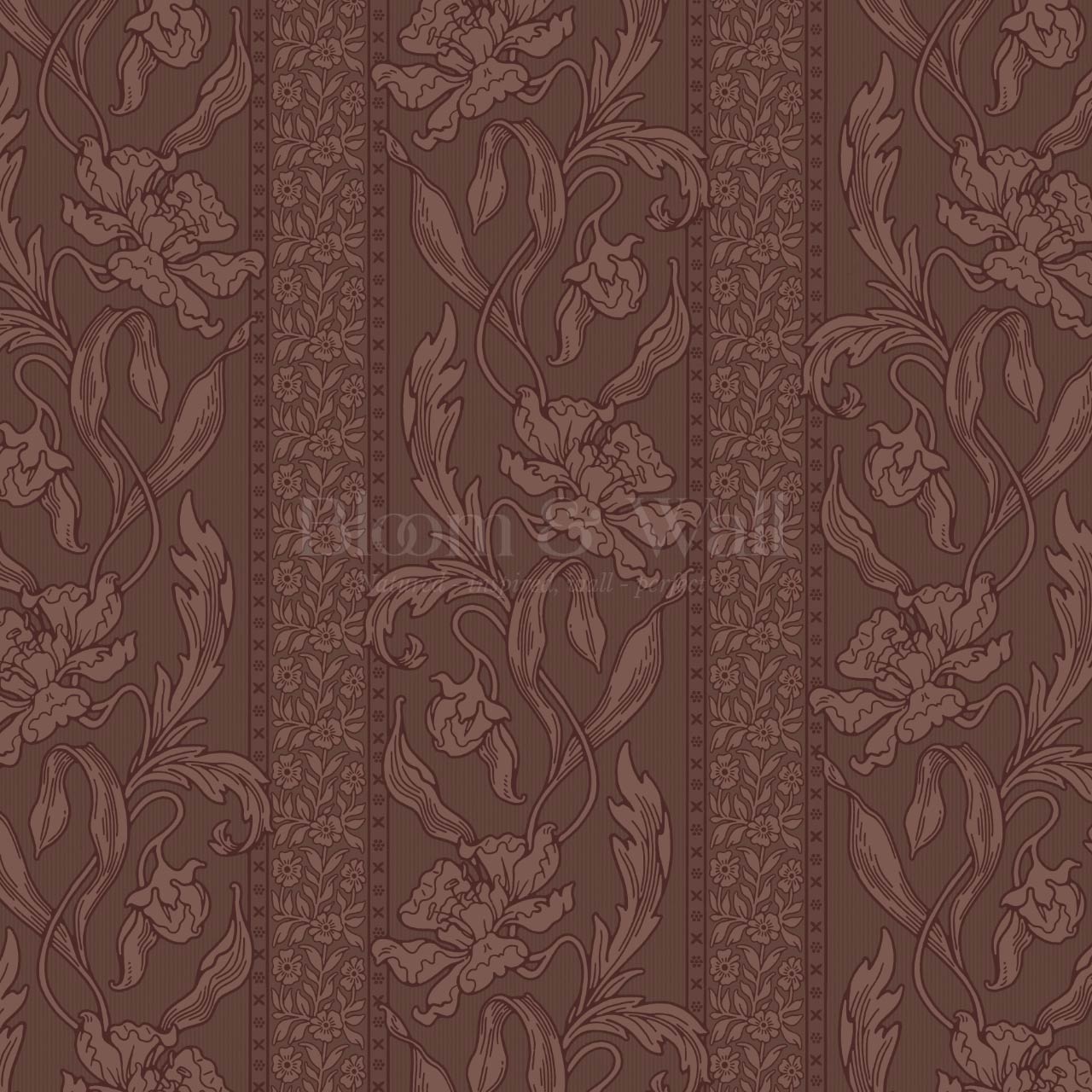 Micaela Art Nouveau Trailing Floral Mahogany Wallpaper