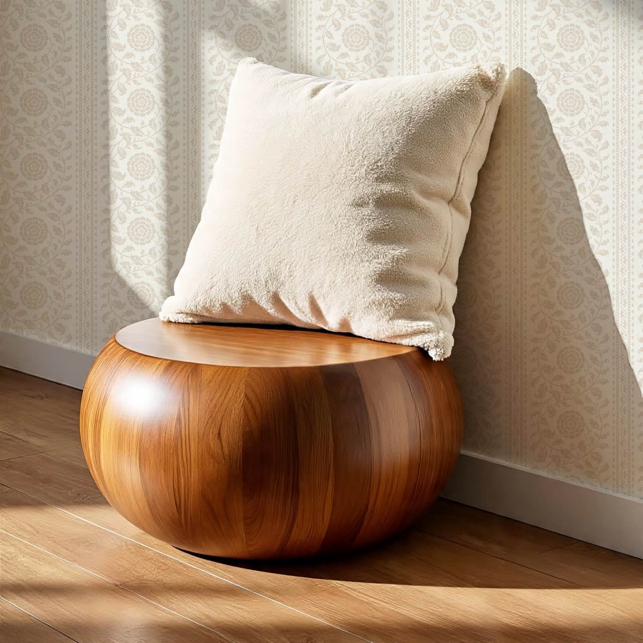 Madelyn Scrolling Floral Stripes Ivory Wallpaper