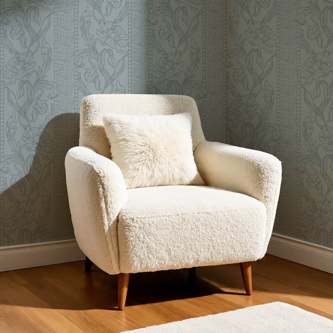 Micaela Art Nouveau Trailing Floral French Blue Wallpaper