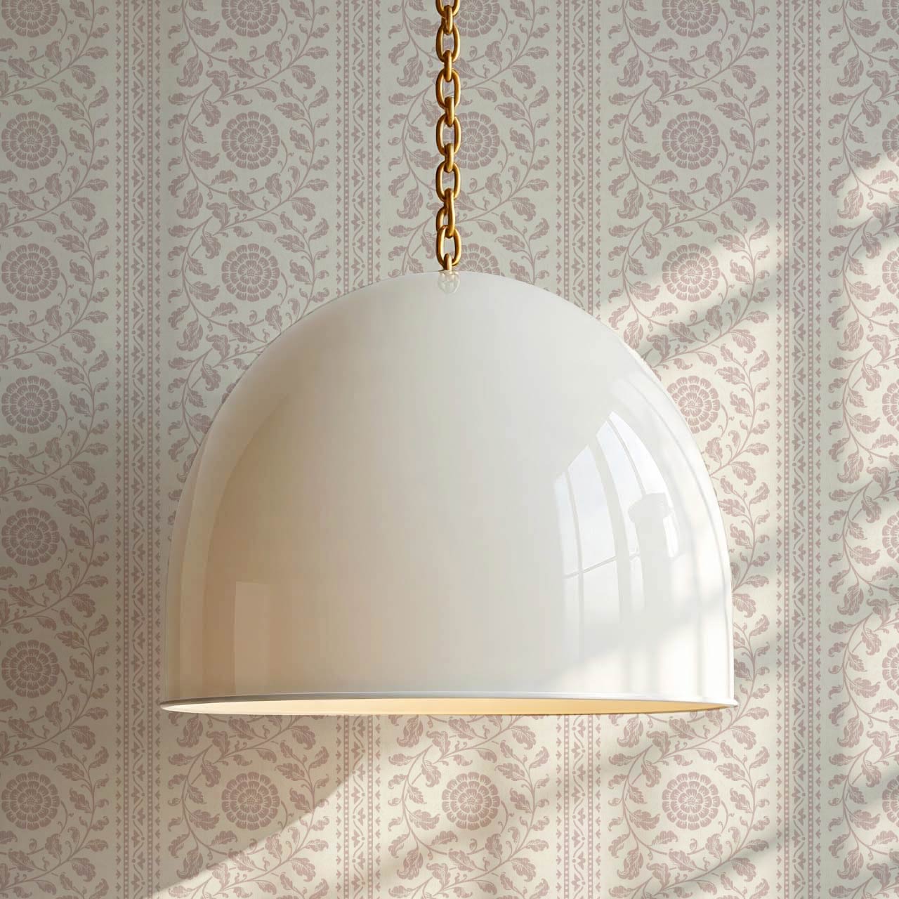 Madelyn Scrolling Floral Stripes Rose Dust Wallpaper