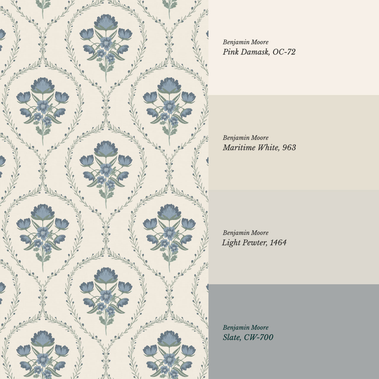 Maeve Country Florals French Blue Wallpaper