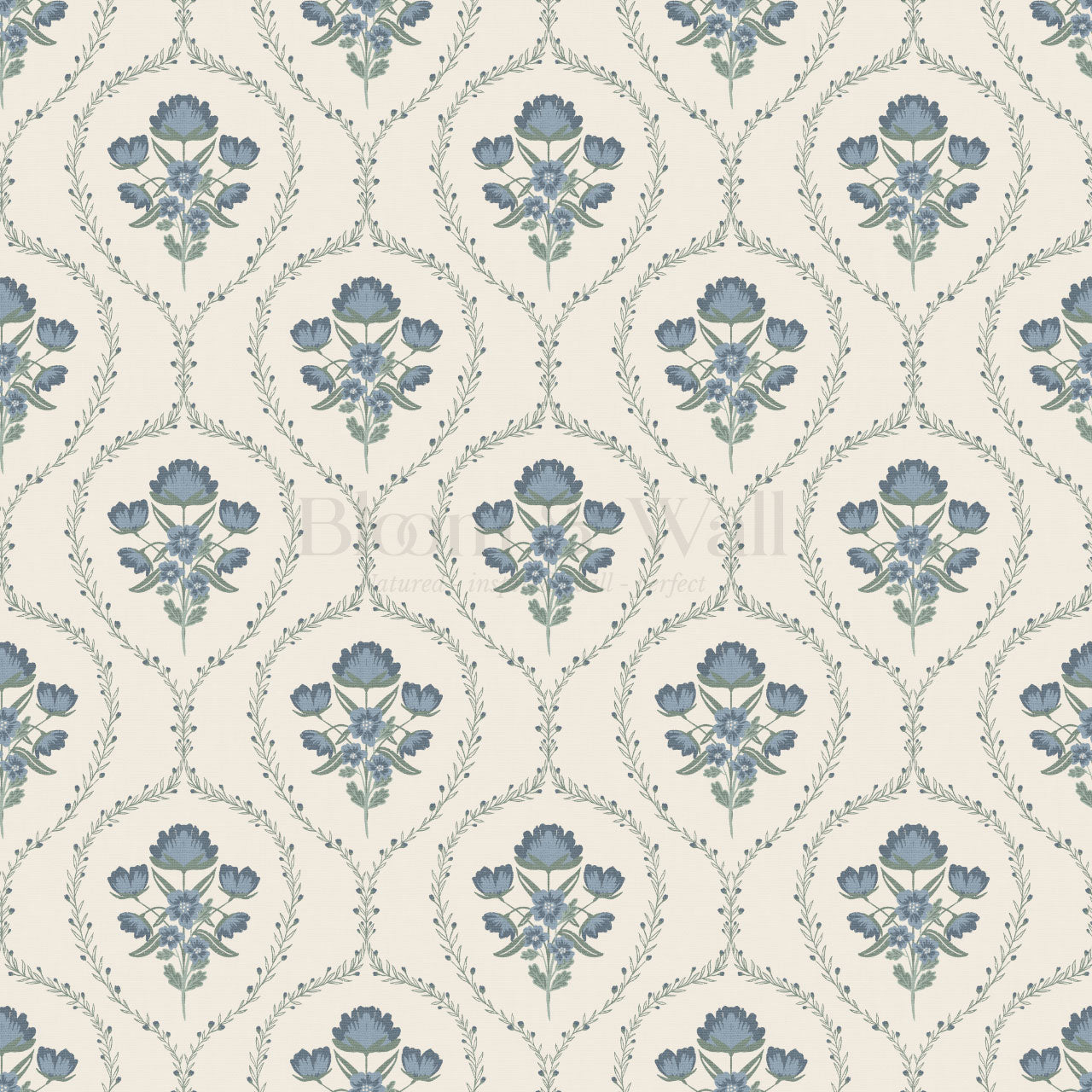 Maeve Country Florals French Blue Wallpaper