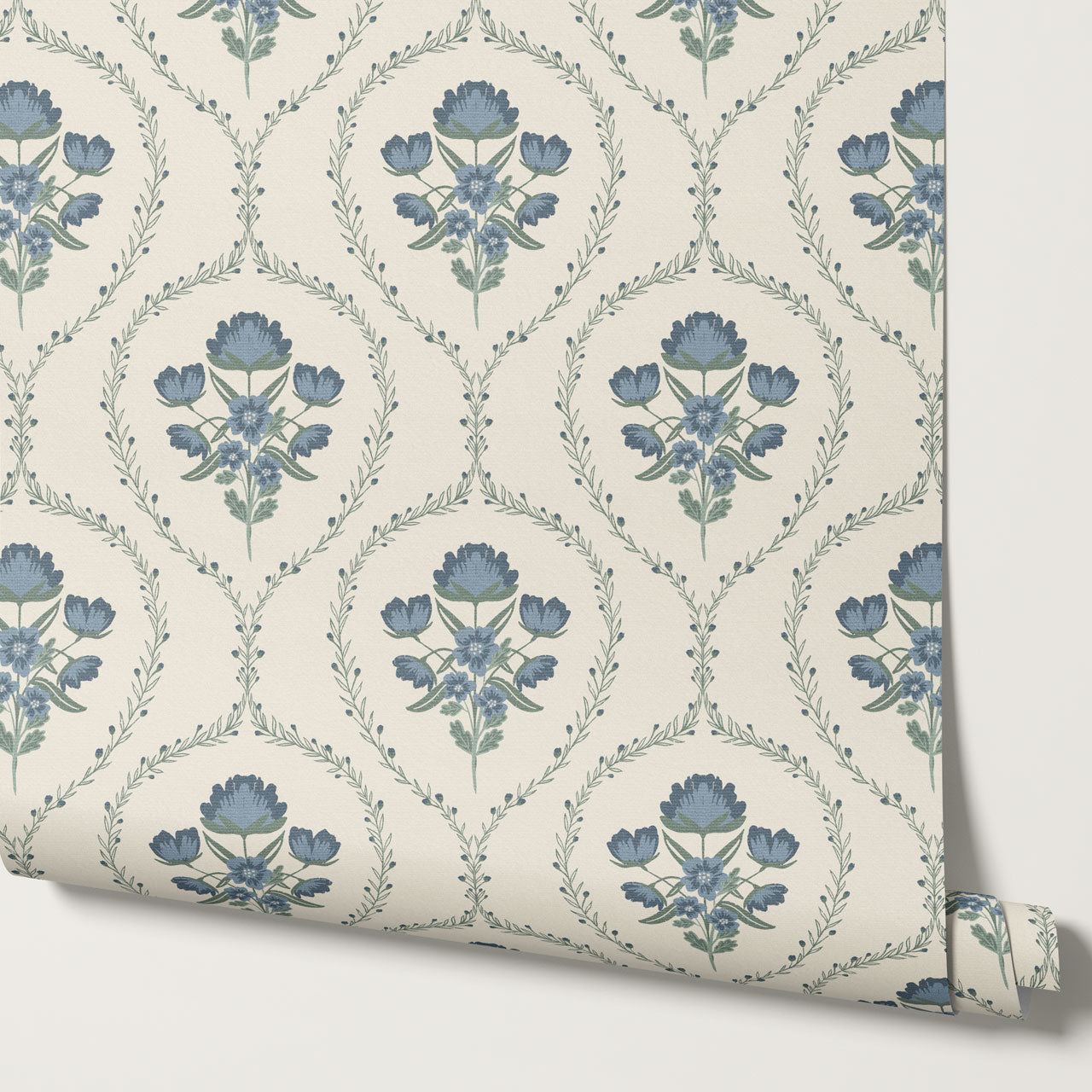 Maeve Country Florals French Blue Wallpaper