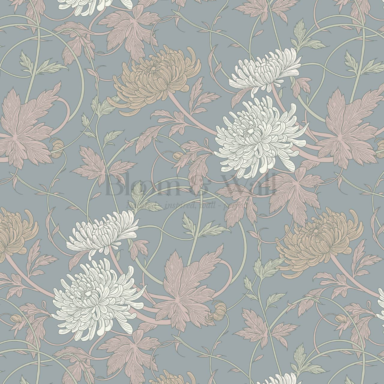 Maile Spider Chrysanthemum Grey Dust Wallpaper