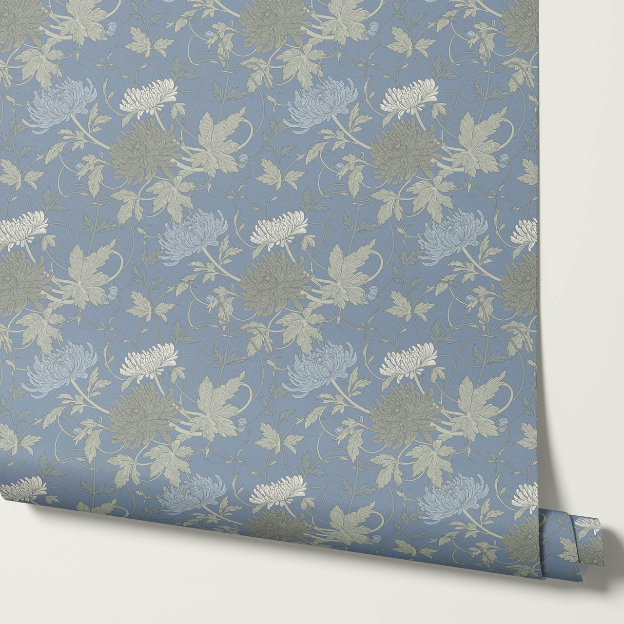 Maile Spider Chrysanthemum Blue Sage Wallpaper