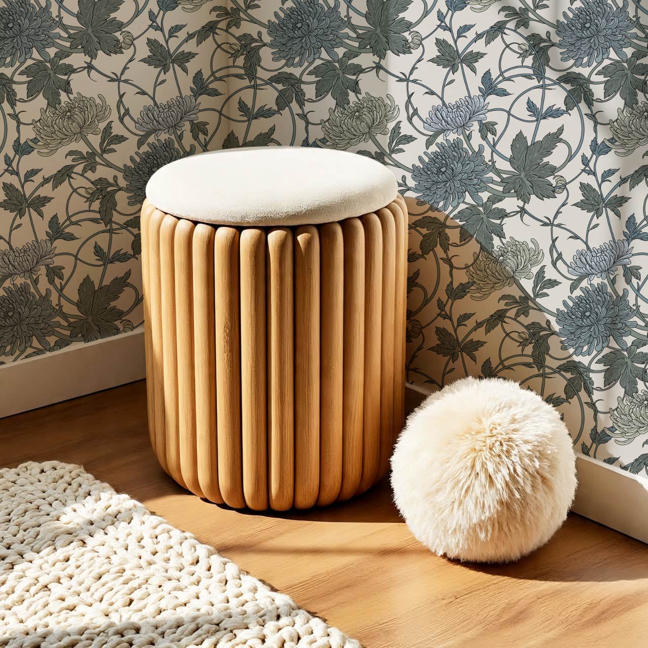 Maile Spider Chrysanthemum Ivory Sea Wallpaper