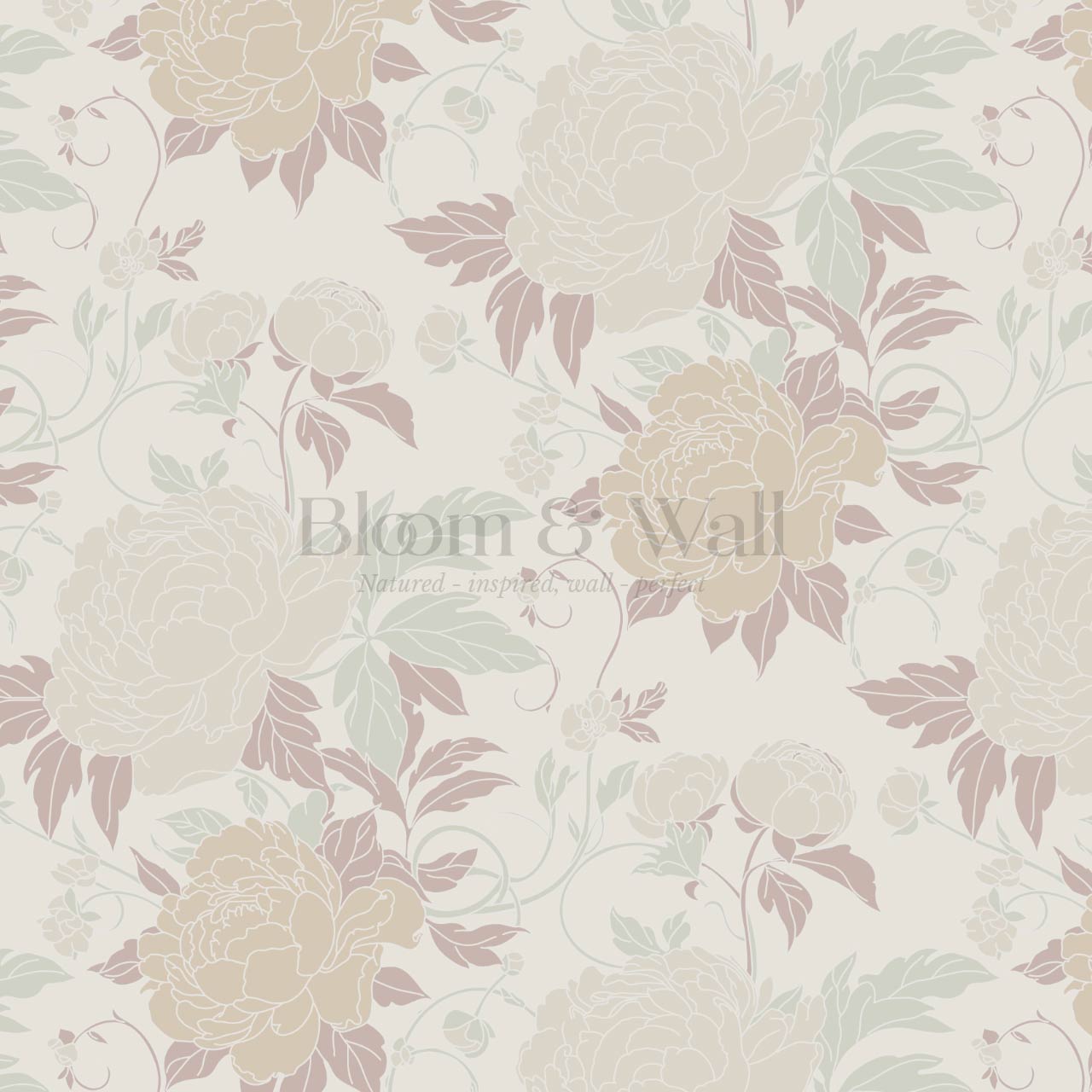 Maira Large Peonies Fawn Wallpaper