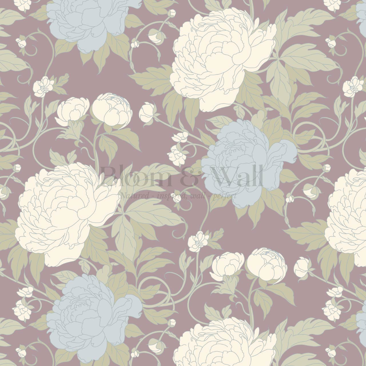 Maira Large Peonies Mulberry Wallpaper