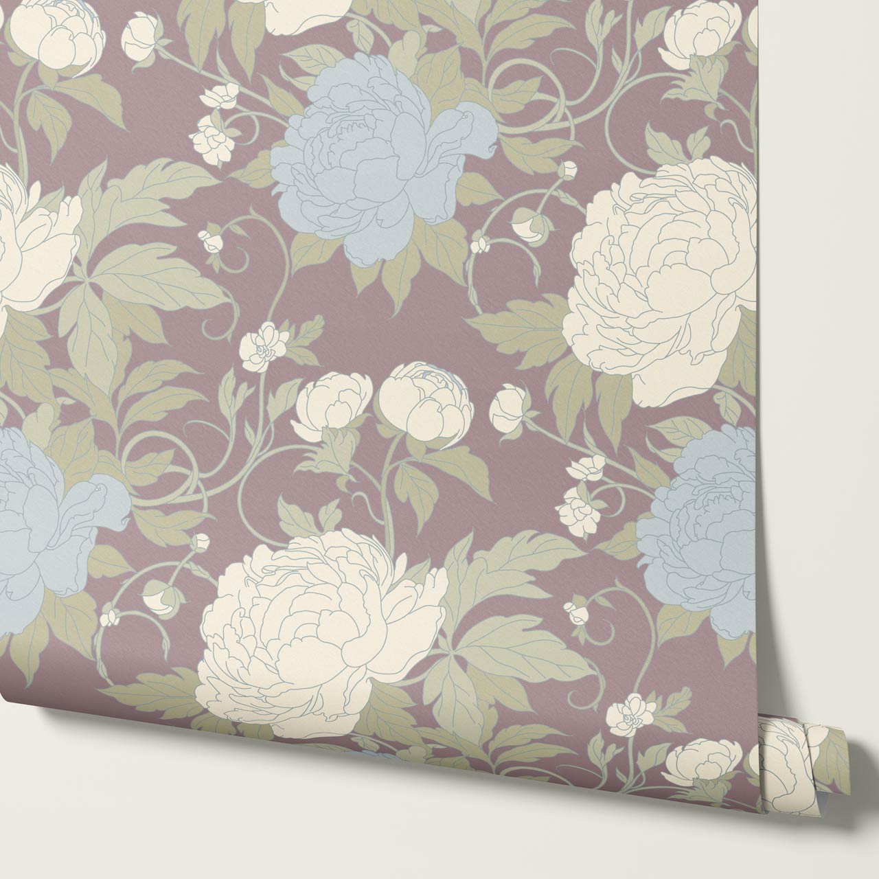 Maira Large Peonies Mulberry Wallpaper