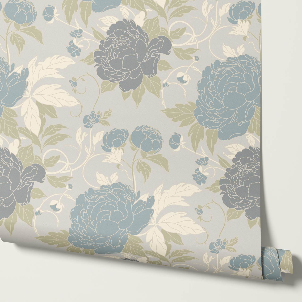 Maira Large Peonies Grey Slate Wallpaper