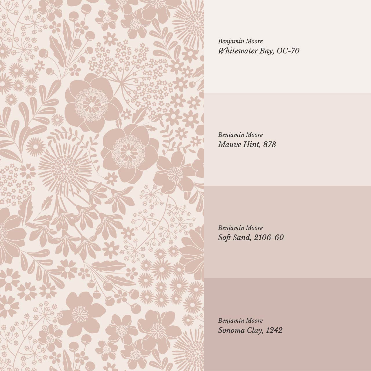 Malia Tossed Blooms Mauve Wallpaper