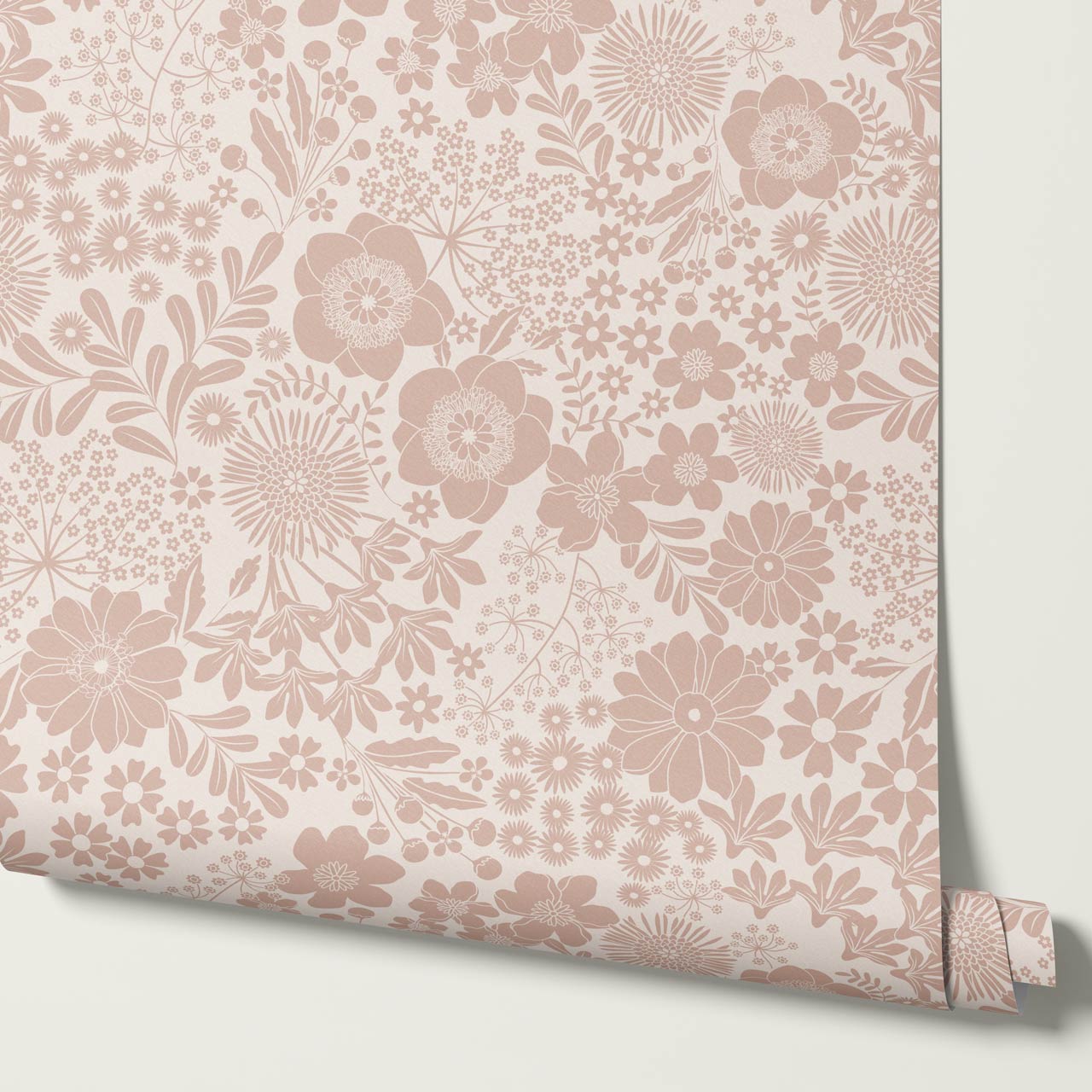 Malia Tossed Blooms Mauve Wallpaper