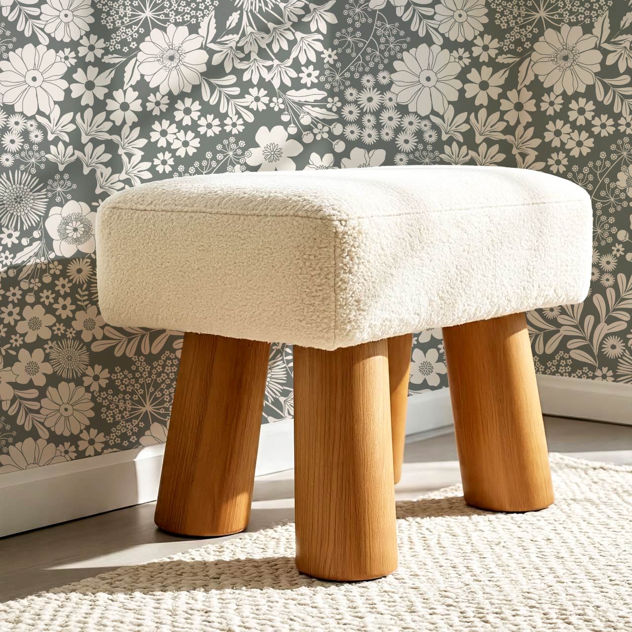 Malia Tossed Blooms Gray Cream Wallpaper