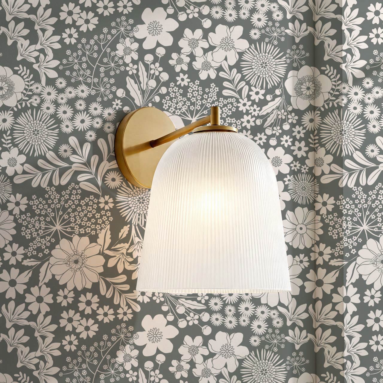 Malia Tossed Blooms Gray Cream Wallpaper