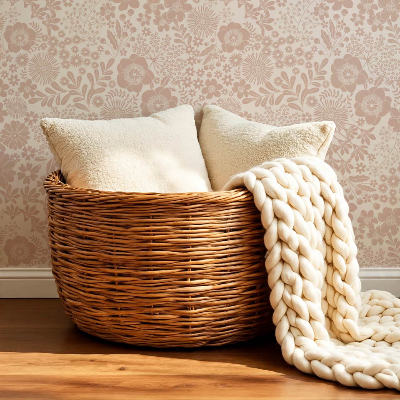 Malia Tossed Blooms Mauve Wallpaper