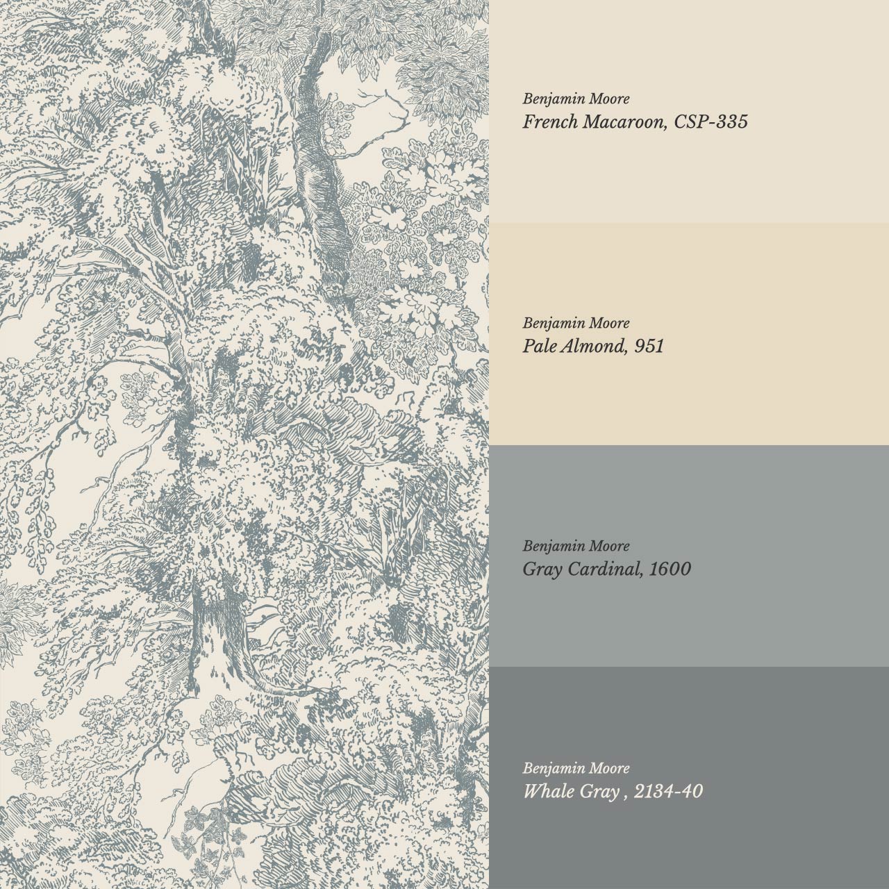 Manuela Heritage Forest Cream Dove Gray Wallpaper