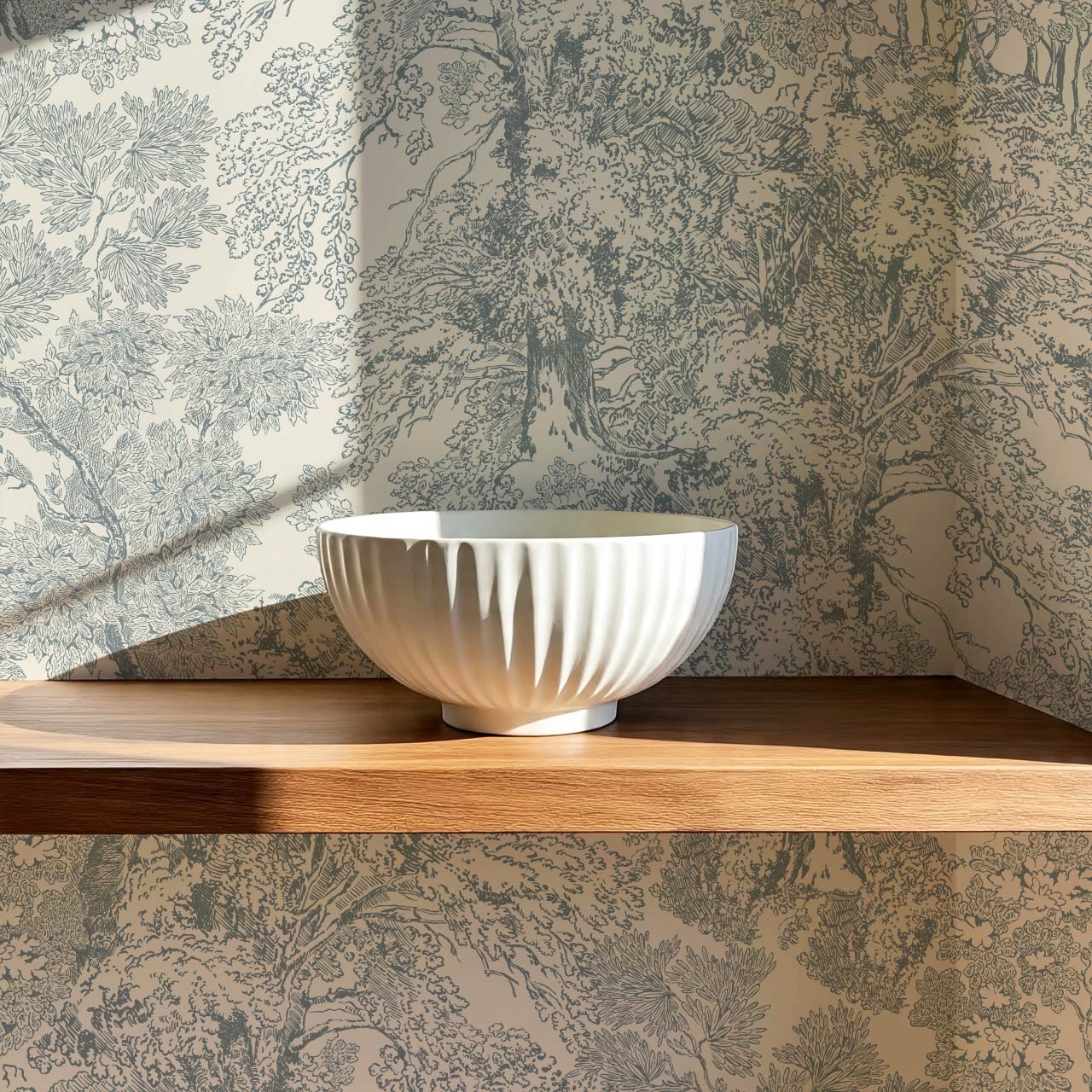 Manuela Heritage Forest Cream Dove Gray Wallpaper