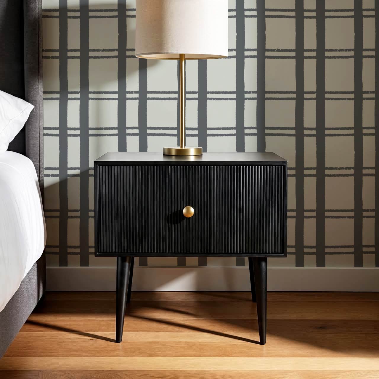 Marceline Plaid Slate Gray Wallpaper