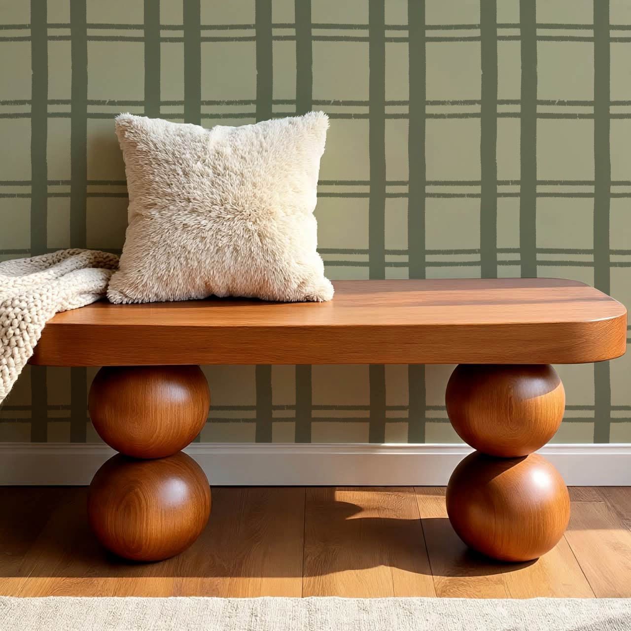 Marceline Plaid Sage Wallpaper