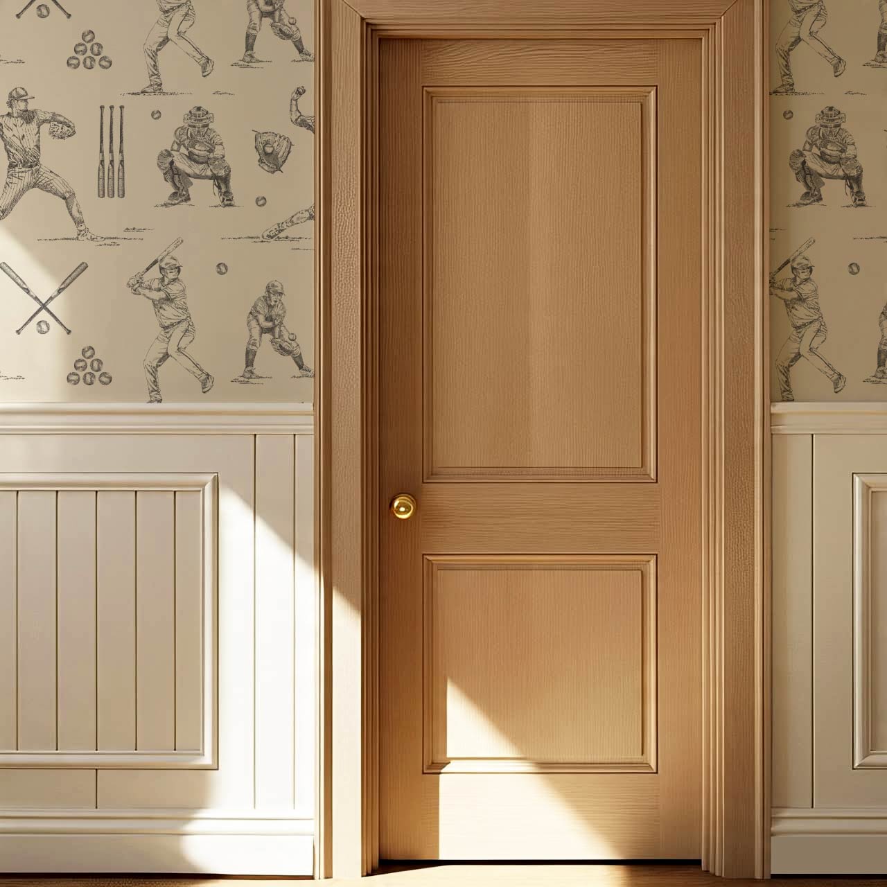 Marco Classic Baseball Toile Gray Taupe Wallpaper
