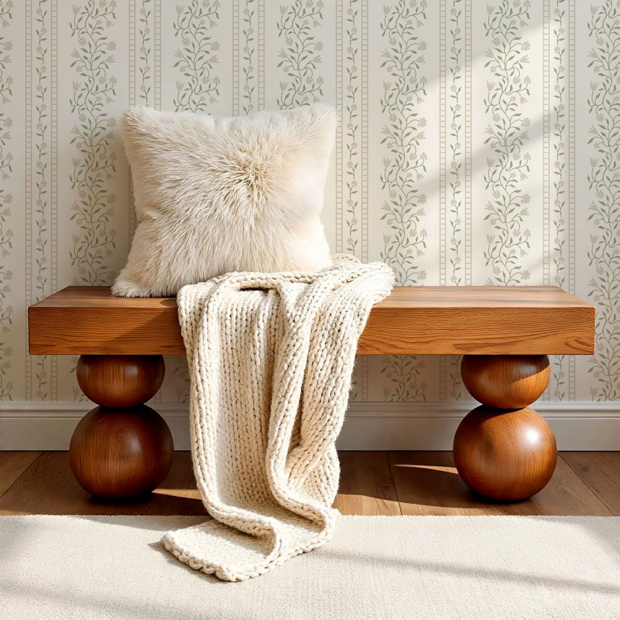 Margaret Botanical Vines Beige Wallpaper