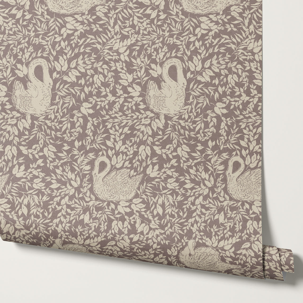 Margot Rose Mauve Swans Wallpaper