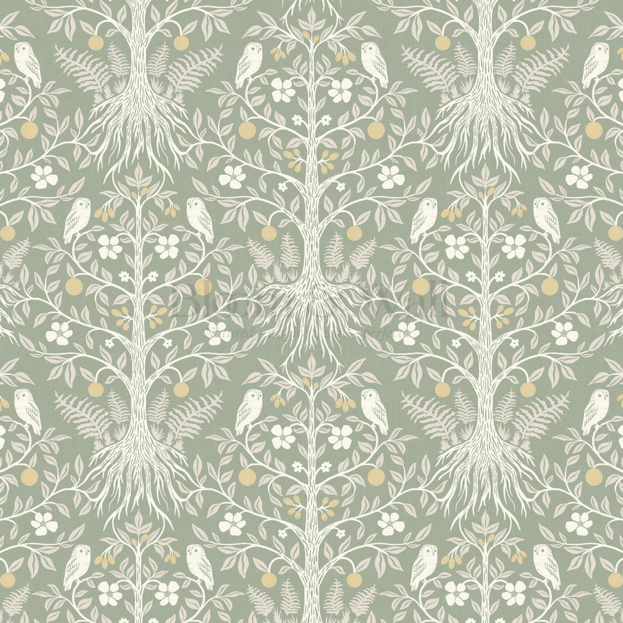 Mariana Verdant Forest Sage Cream Wallpaper