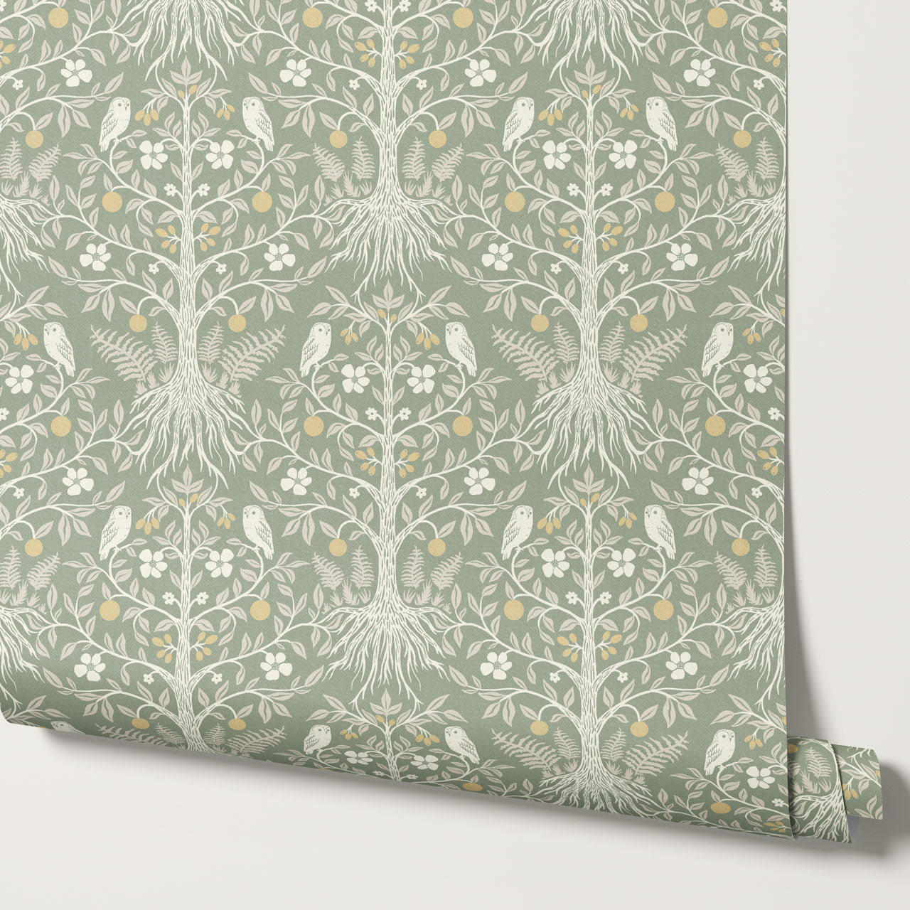 Mariana Verdant Forest Sage Cream Wallpaper
