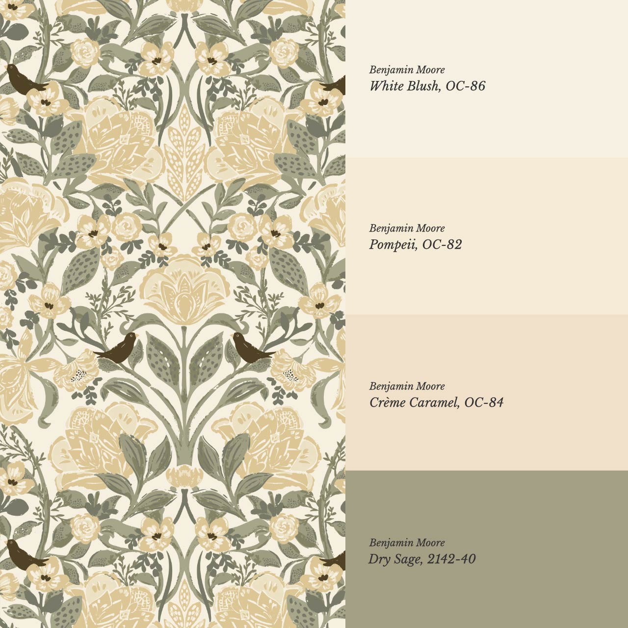 Marisol Ornamental Floral Honey Green Wallpaper