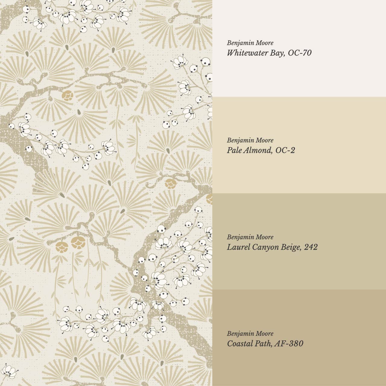 Marlee Large Japanese Pine Trees Beige Wallpaper