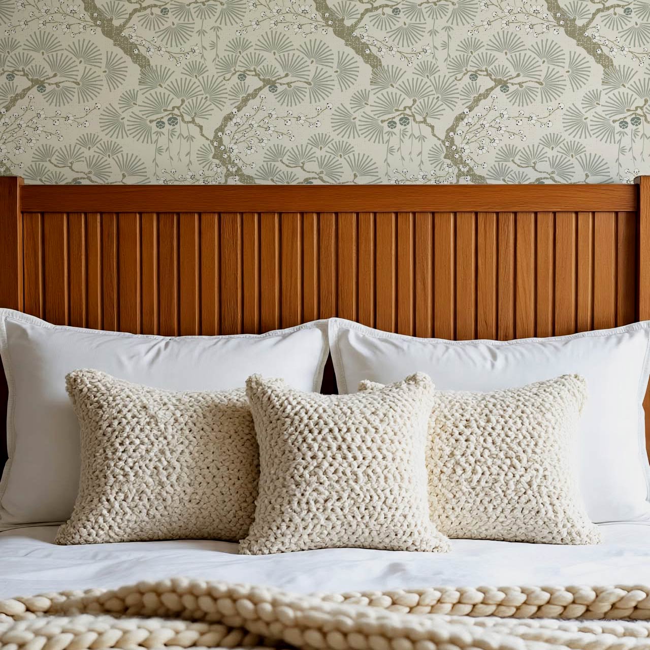 Marlee Large Japanese Pine Trees Dry Sage Wallpaper