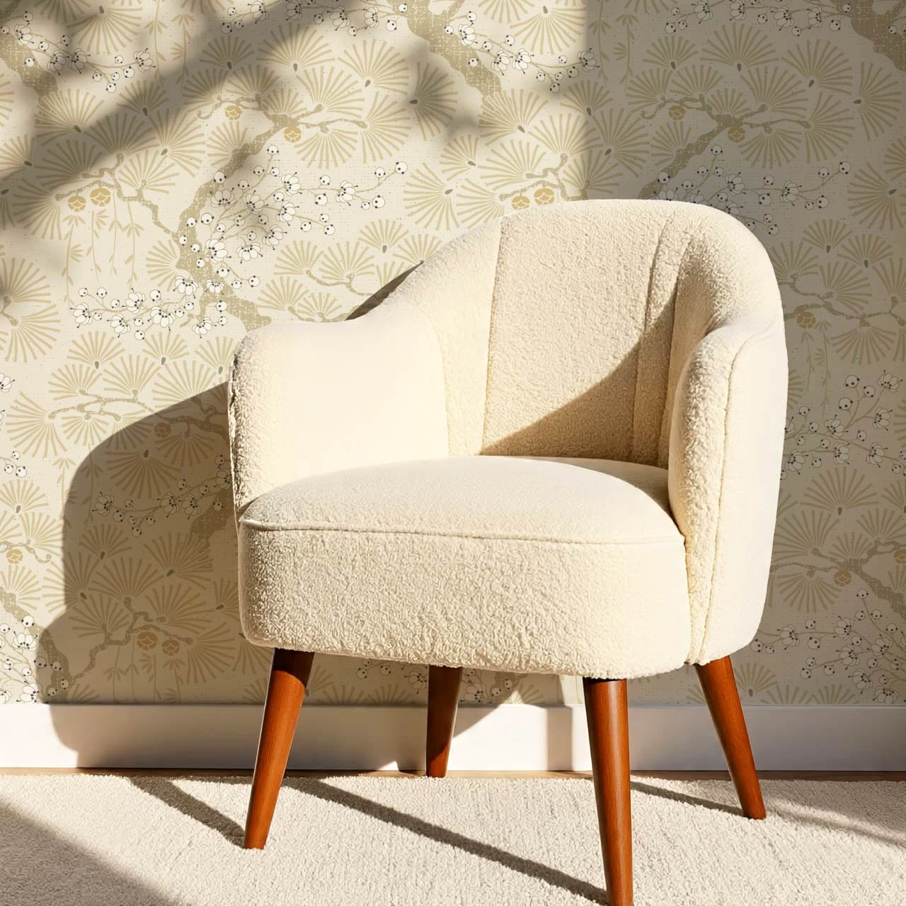 Marlee Large Japanese Pine Trees Beige Wallpaper