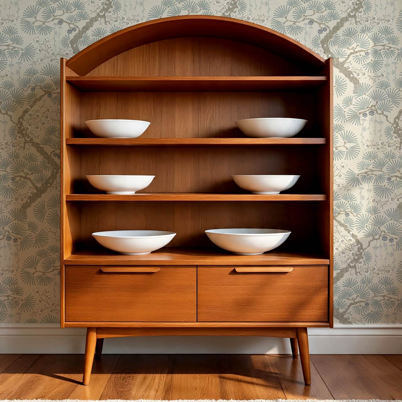 Marlee Large Japanese Pine Trees Blue Wallpaper