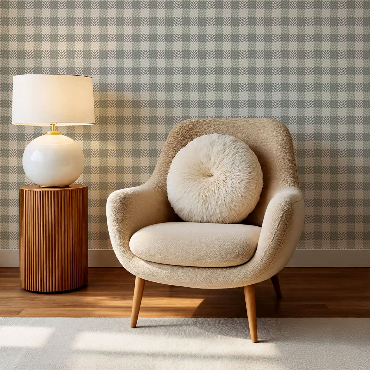 Marta Textured Check Plaid Slate Wallpaper