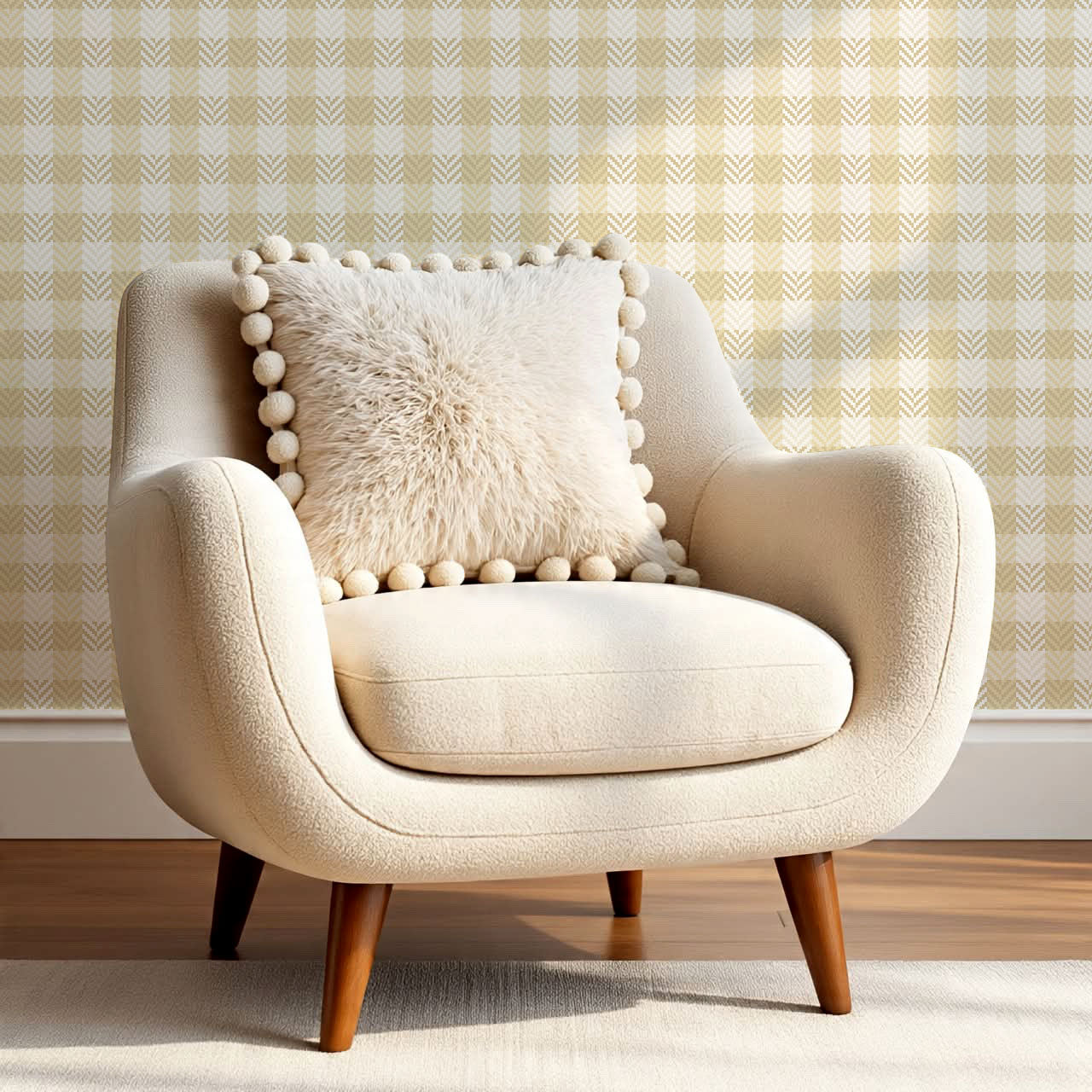 Marta Textured Check Plaid Gold Wallpaper
