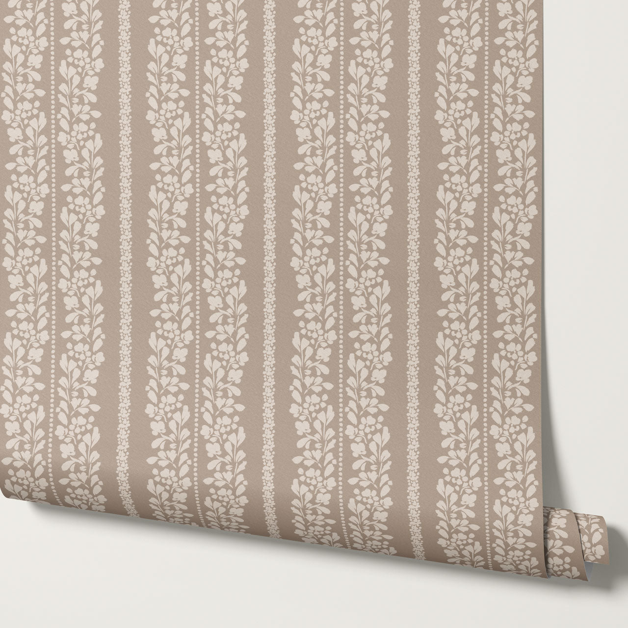 Mary Beige Laced Petals Wallpaper
