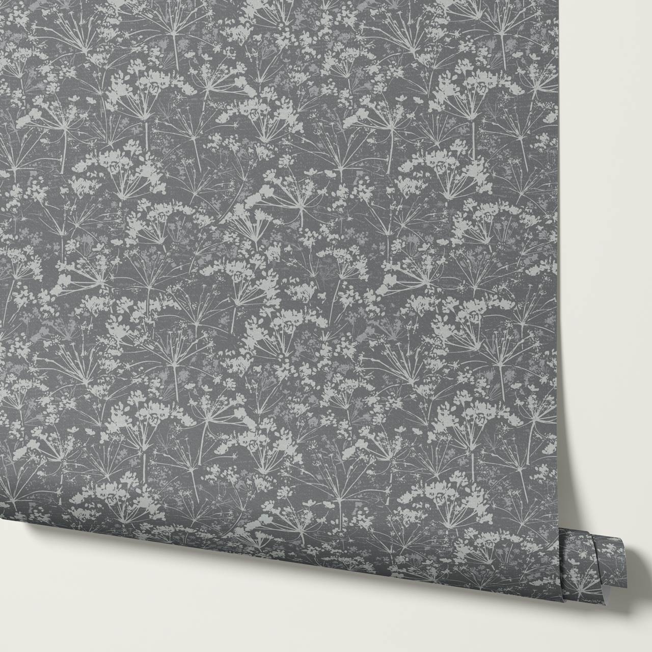 Matilda Pressed Queen Anne's Lace Slate Wallpaper