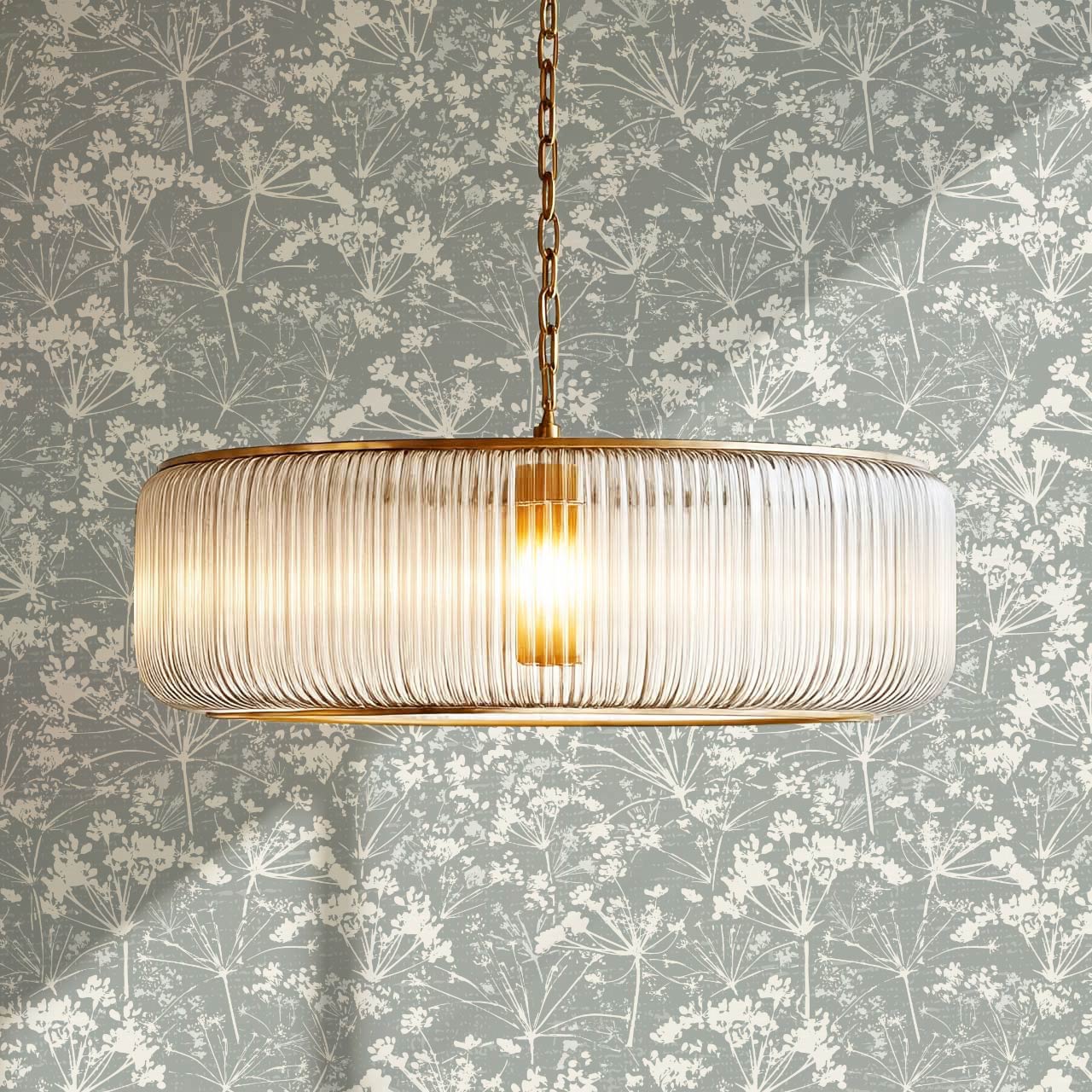 Matilda Pressed Queen Anne's Lace Smoke Wallpaper