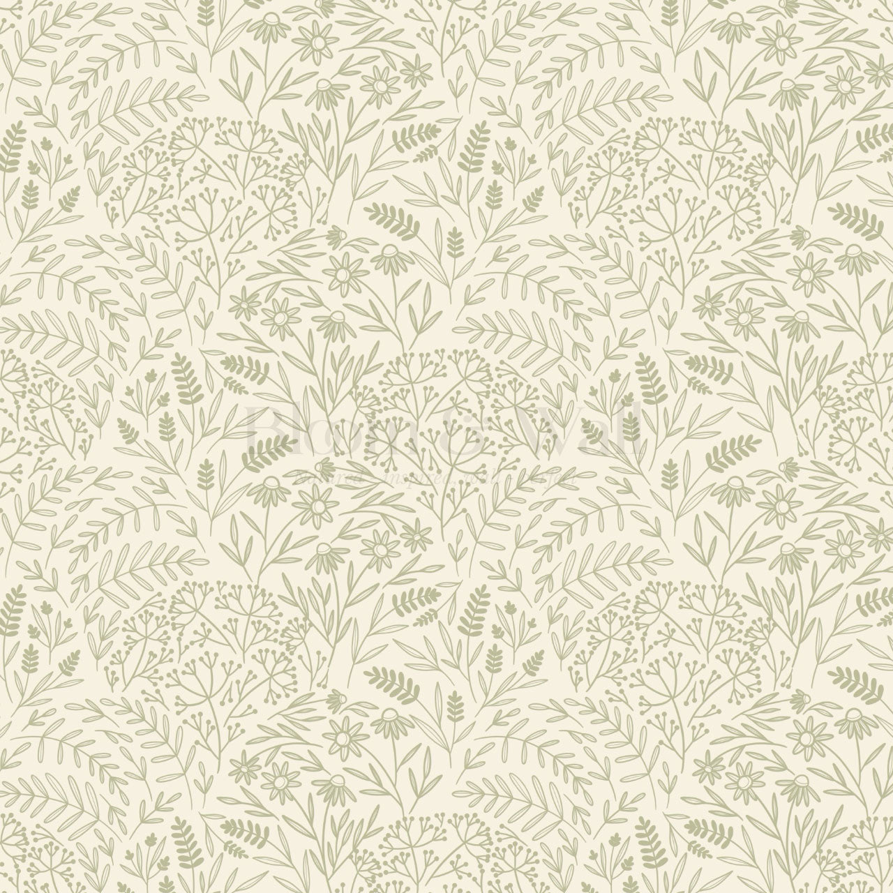 Maya Delicate Florals Butter Green Wallpaper