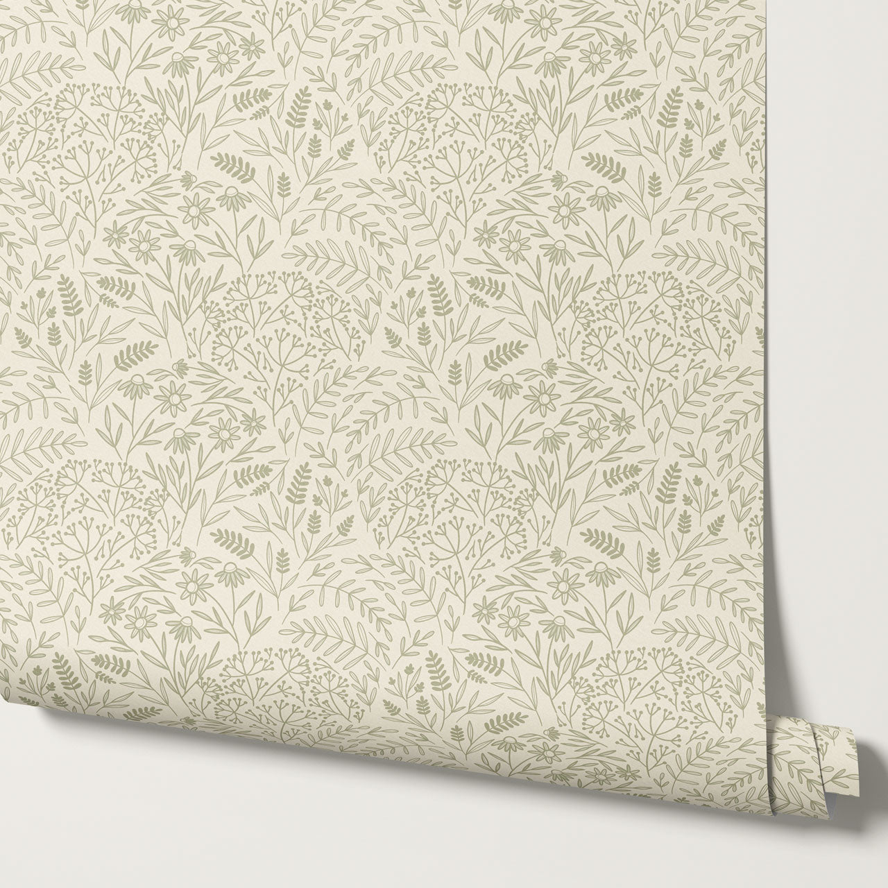 Maya Delicate Florals Butter Green Wallpaper