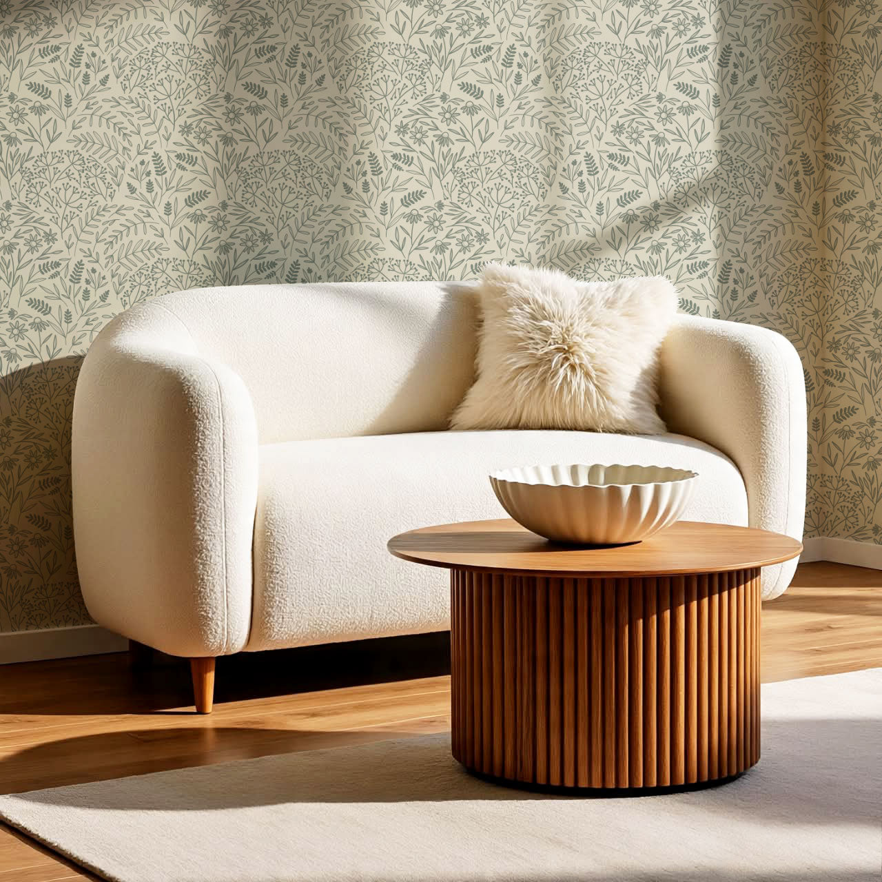 Maya Delicate Florals Forest Green Wallpaper