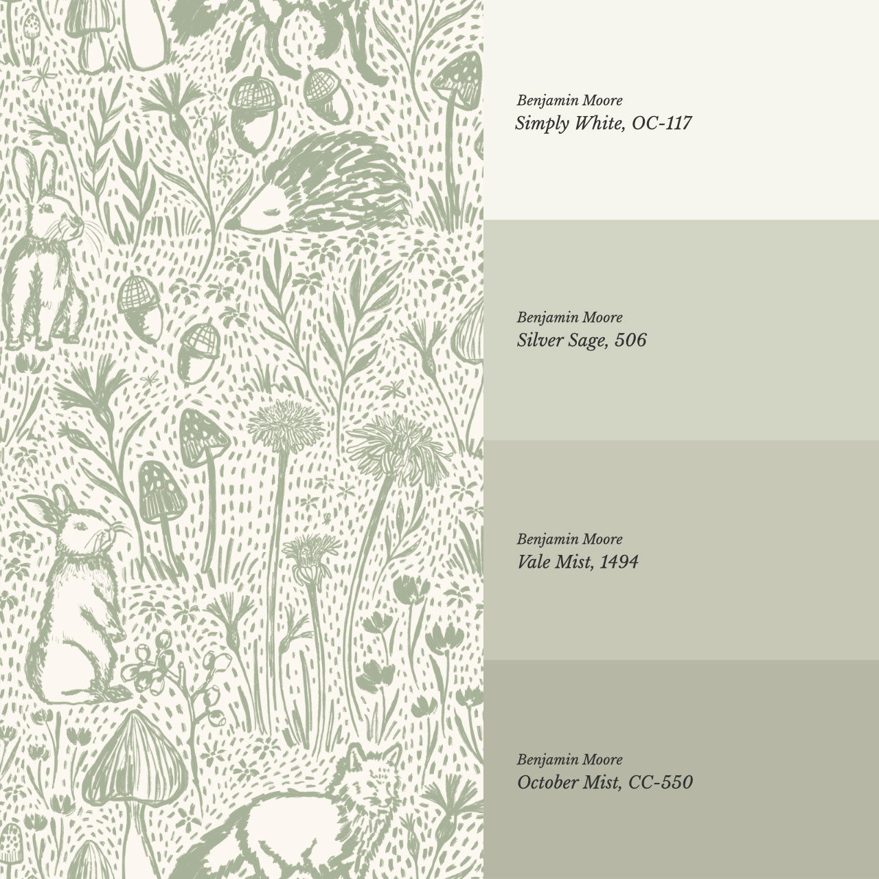 Meadow Woods Of Whimsy Sage Wallpaper