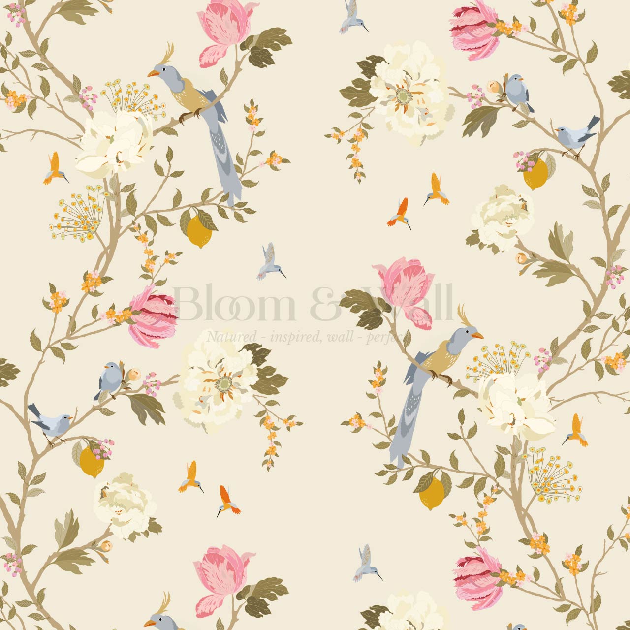 Melisandre Chinoiserie Beige Spring Wallpaper