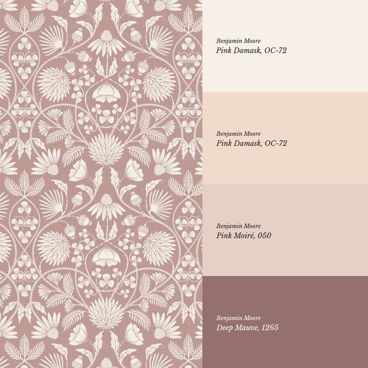 Melody Block Print Mauve Flowers Wallpaper